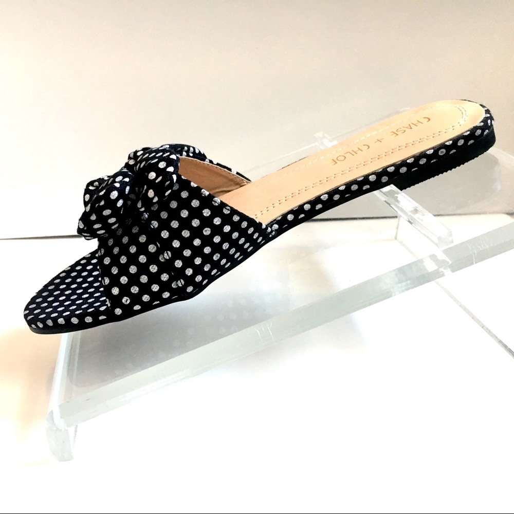 LAST TWO! Polka Dot Slip On Mule Flats - Picture 6 of 8